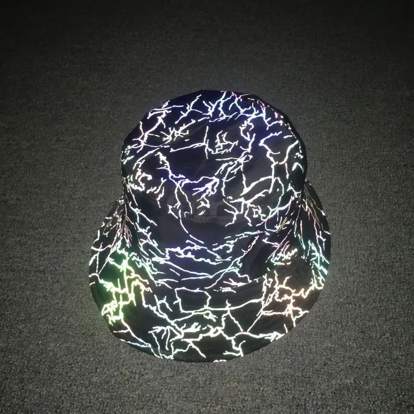 Farverige Reflekterende Fiskeren Hat, Mænd/Kvinder, Reden Print Streetwear Bucket Hat Caps Harajuku Hip Hop Night Kører Unisex Cap Mænd