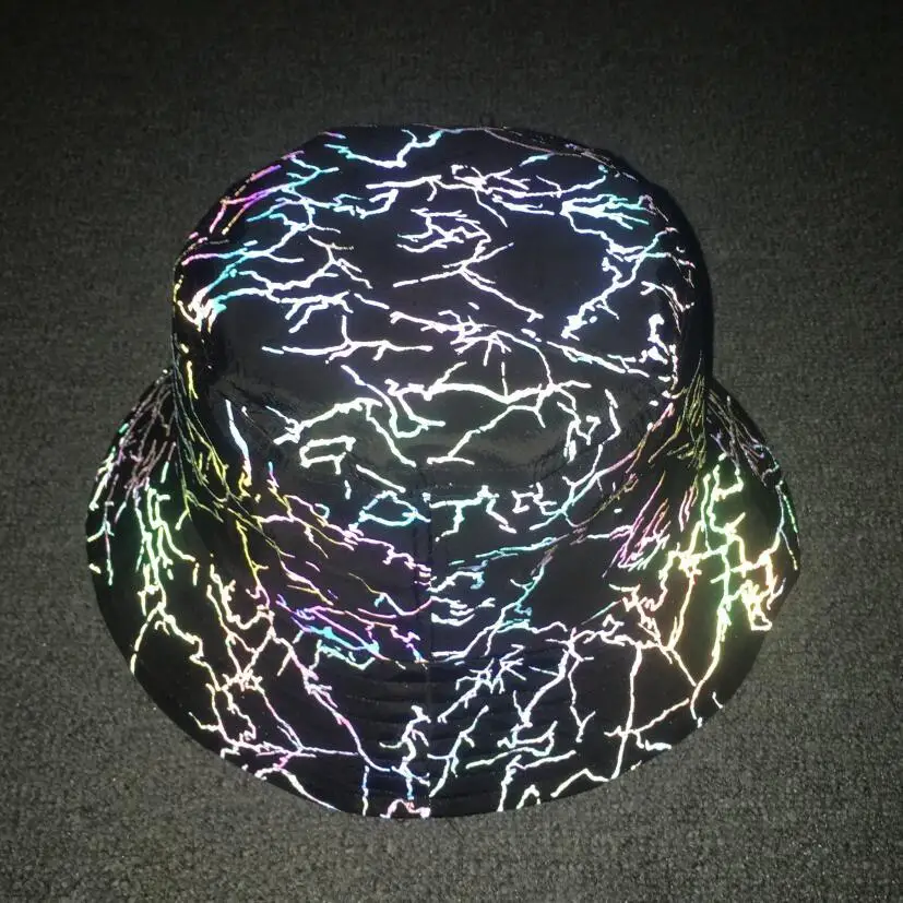 Farverige Reflekterende Fiskeren Hat, Mænd/Kvinder, Reden Print Streetwear Bucket Hat Caps Harajuku Hip Hop Night Kører Unisex Cap Mænd
