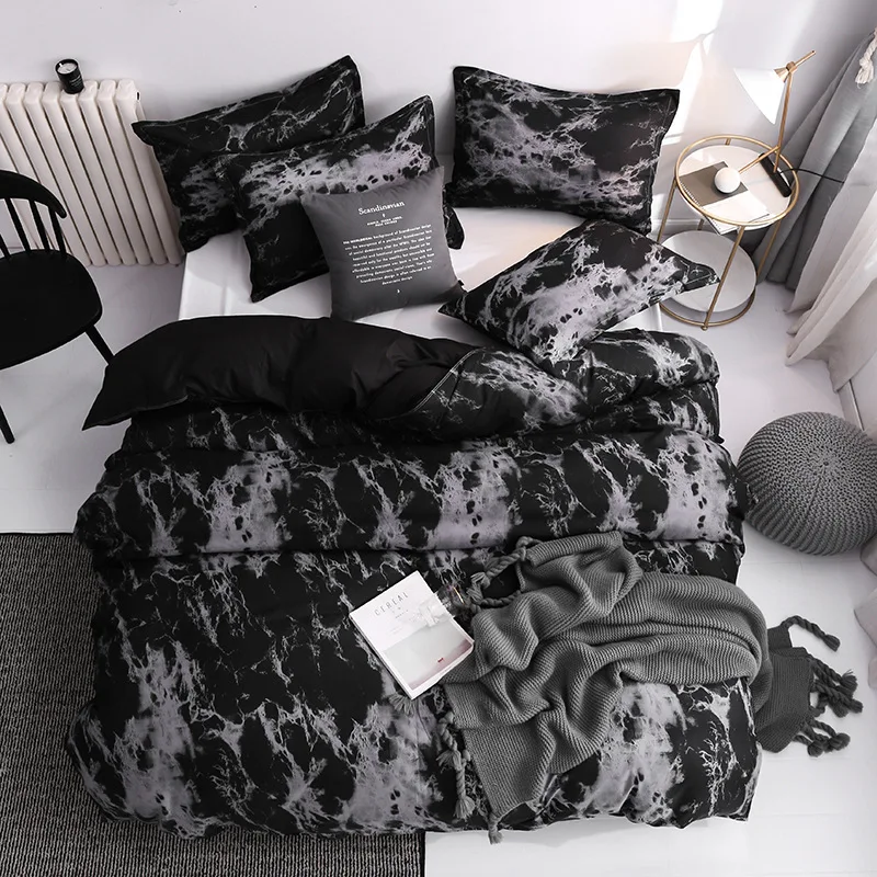 Fashionable gade mønster sort duvet cover sæt konge dronning dobbelt dobbelt enkelt størrelse sengetøj sæt