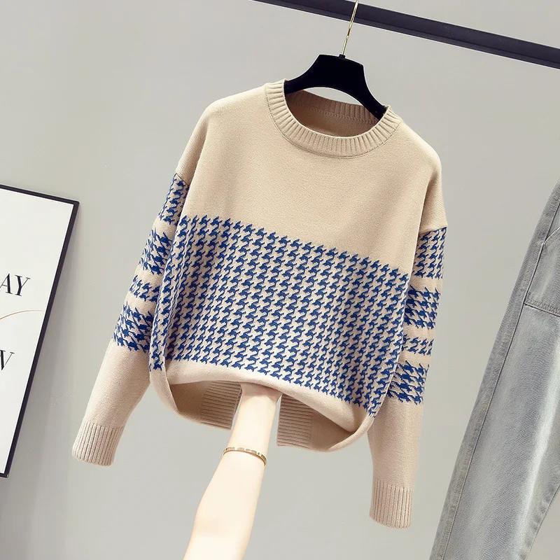 FINEWORDS Vintage Lilla Strikket Sweater Vinter Casual Streetwear Jumper koreanske Lange Ærmer Pullover Løs 2020 sweter damski