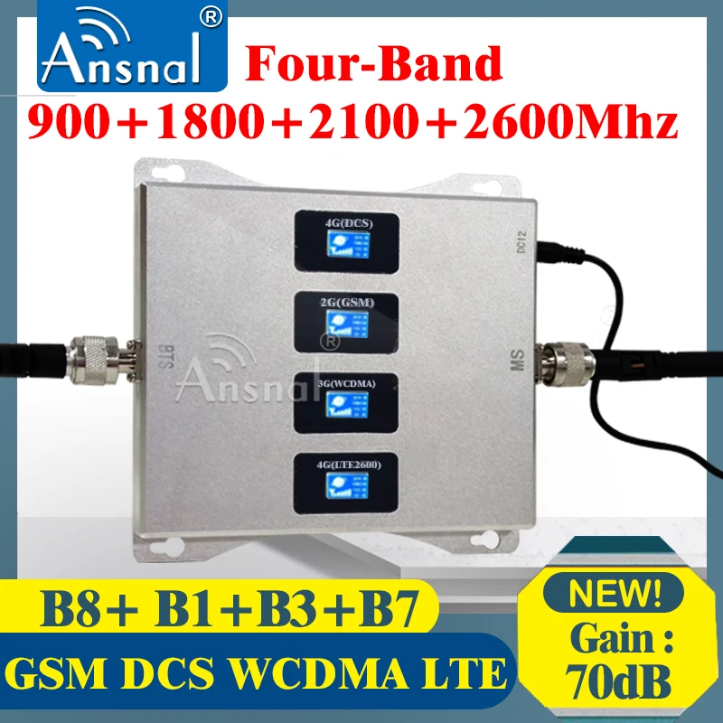 Fire-Band 900 1800 2100 2600Mhz Mobiltelefon Repeater GSM 2G 3G 4G Mobil Signal Booster 4G Trådløse Forstærker GSM DCS WCDMA LTE