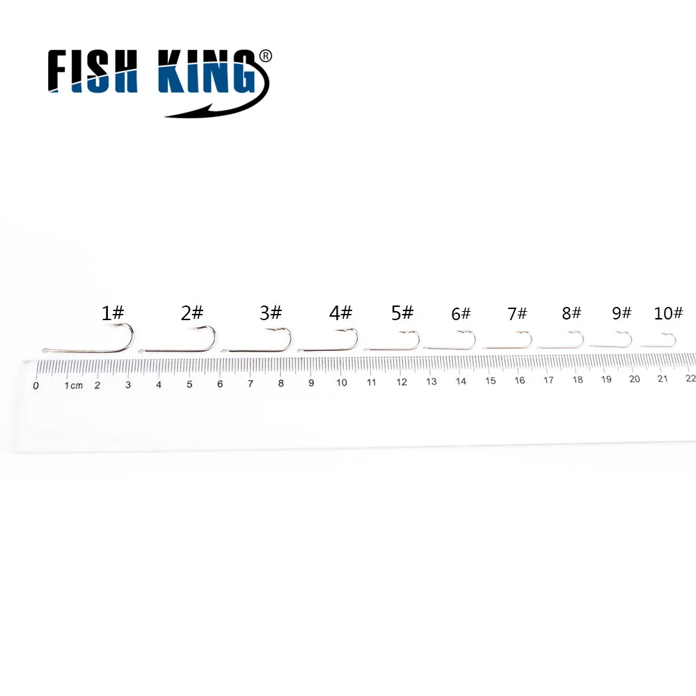 FISK KING 100PCS/masse fiskekrog High Carbon Stål 1799N 1#-10# Lange Glattet Rund Glattet Skarpe Pesca Tackle