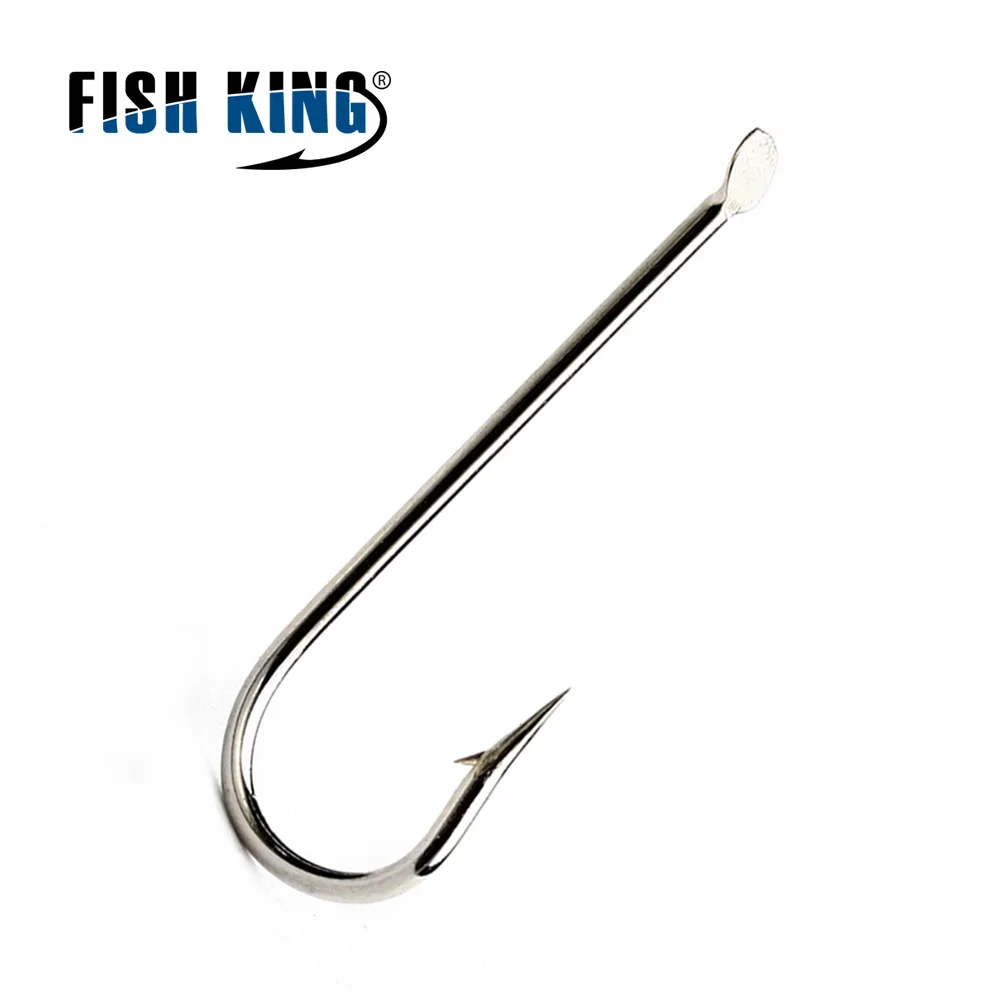 FISK KING 100PCS/masse fiskekrog High Carbon Stål 1799N 1#-10# Lange Glattet Rund Glattet Skarpe Pesca Tackle