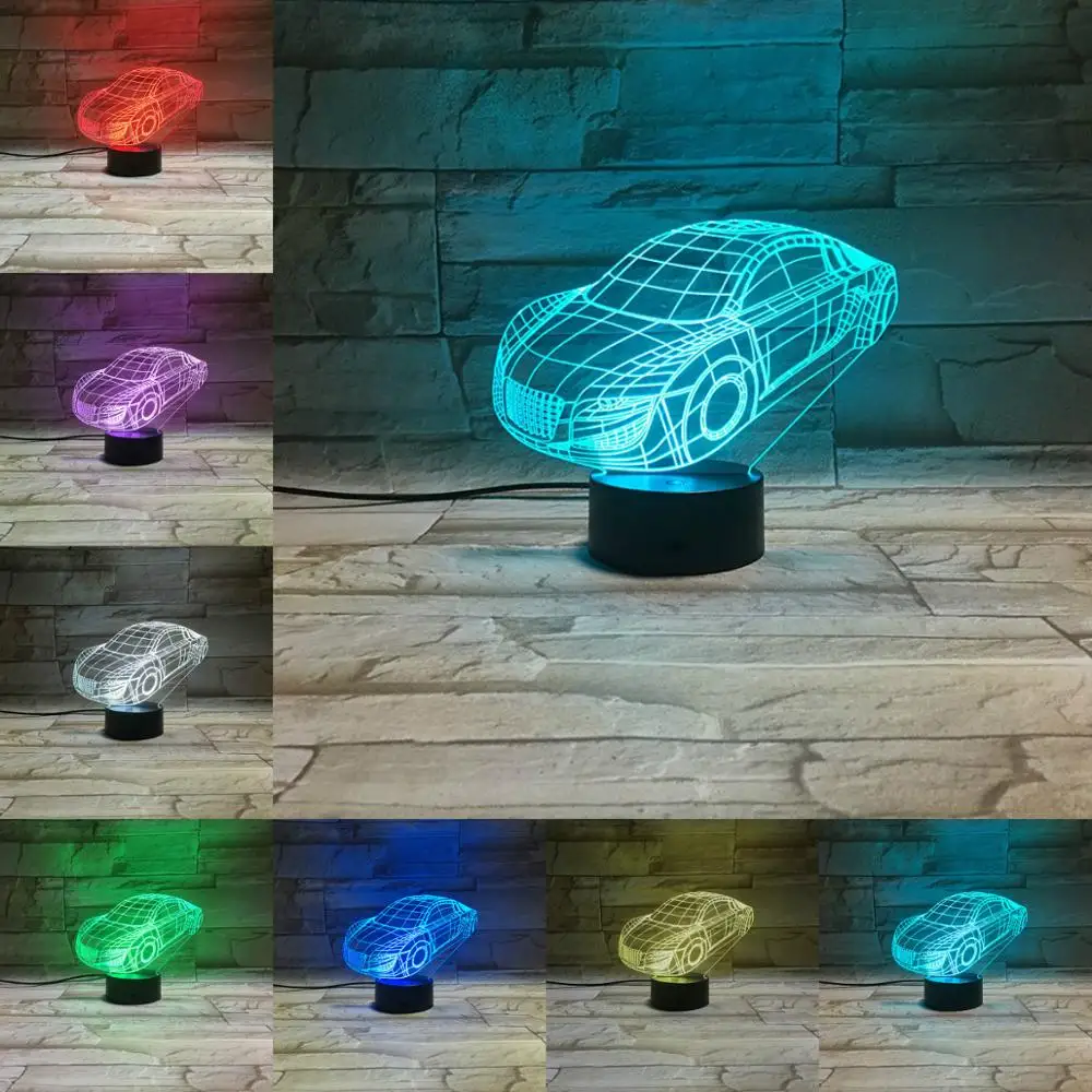 Flerfarvet Ændre Nyhed 3D Bil, Bus Lampe Touch Ekstern USB-Nat Lys Atmosfære Belysning Lampara Drenge Gaver Soveværelse Bruser Indretning