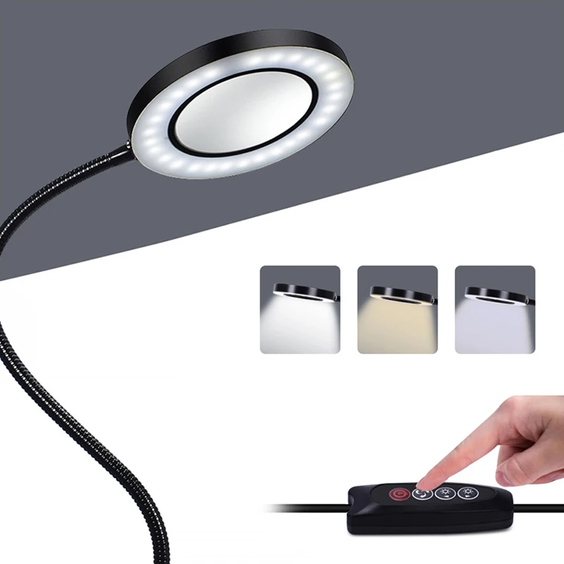 Foldbar Professional 5X Forstørrelse Glas bordlampe Forstørrelse LED Lys læselampe med Tre Dæmpning Modes USB-Strømforsyning