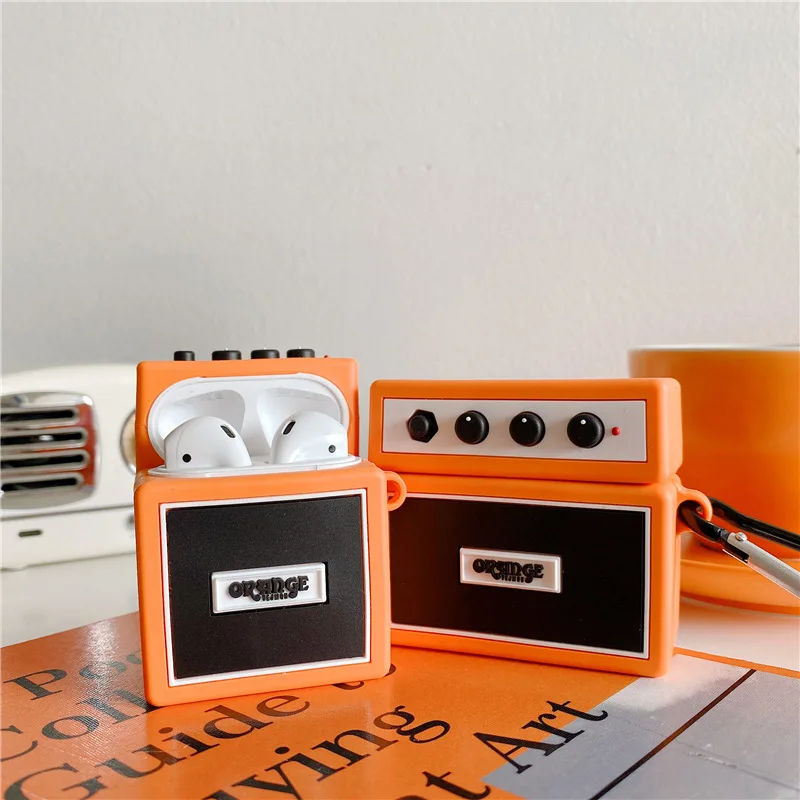 For Airpods Pro Tilfælde 3D-Orange Højttaler Tilfældet for Airpods 1 2 Pro Silikone Luft Bælg Beskytte Dække Opladning Box Tilbehør