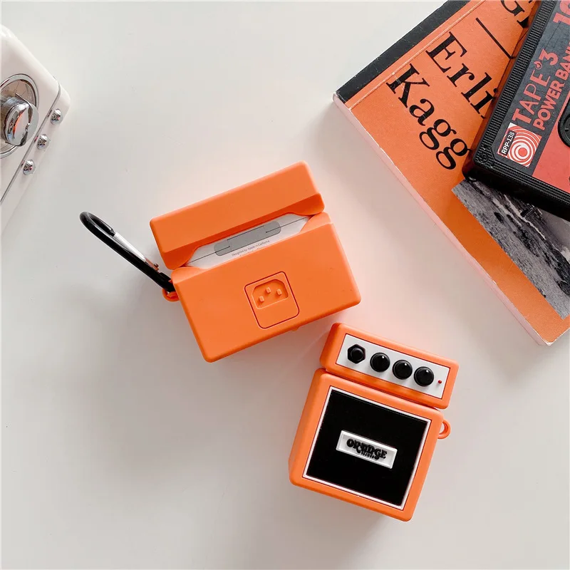 For Airpods Pro Tilfælde 3D-Orange Højttaler Tilfældet for Airpods 1 2 Pro Silikone Luft Bælg Beskytte Dække Opladning Box Tilbehør