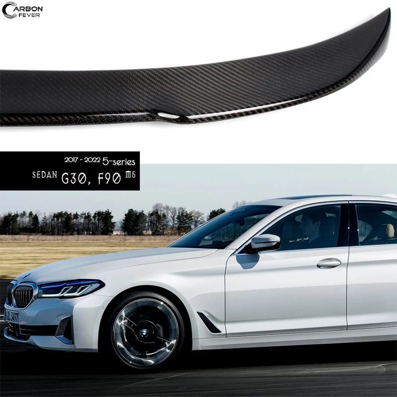 For BMW G30 5-Serie 520i 530i 540i 2017 - 2022 4-- dørs Sedan Tilbage Vinger Carbon Fiber Bageste Bagagerummet Wing Spoiler Boot Fløj