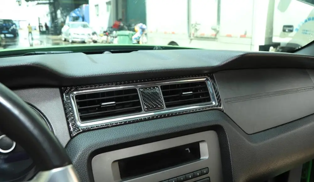 For Ford Mustang 2009-2013 Dashboard Central Air Outlet Vent Ramme Dekoration Dække Trim Carbon Fiber Bil Indvendigt Tilbehør