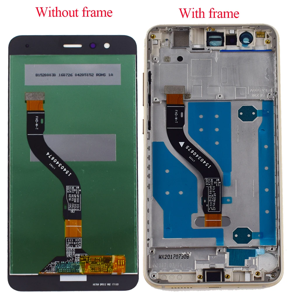 For Huawei P10 lite VAR-L22J / LX2J / LX1A / LX1 / LX2 / LX3 / L03T LCD-Skærm Touch screen Digitizer Sensor Montage Rammen