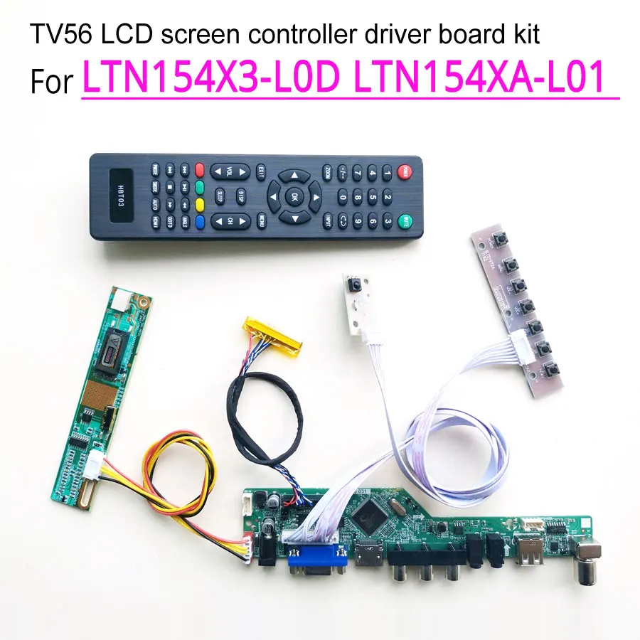 For LTN154X3-L0D LTN154XA-L01 LVDS 1CCFL 30Pin VGA USB-AV RF-tastatur+Remote+Inverter LCD-panel T. V56 kørsel pap Kit