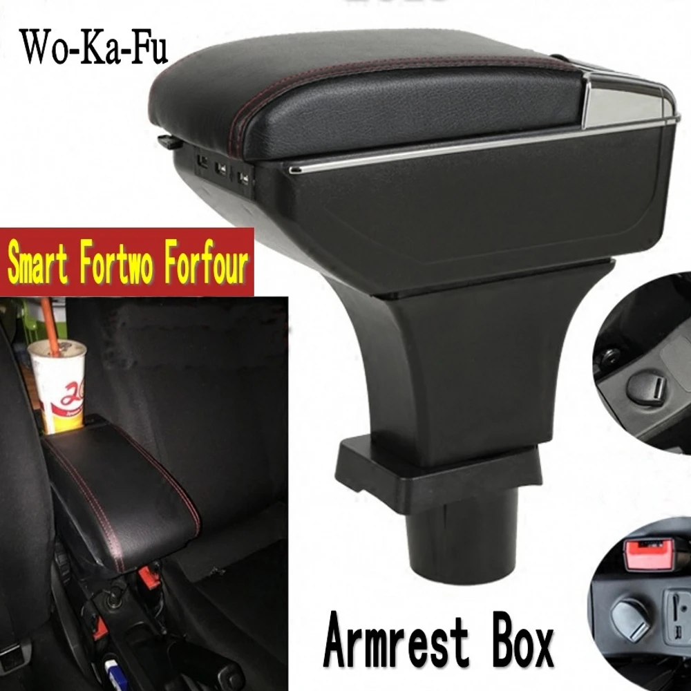 For Mercedes-Benz, Smart Fortwo Forfour Armlæn max centrale Lagre indhold kasse med kopholder askebæger med USB-interface