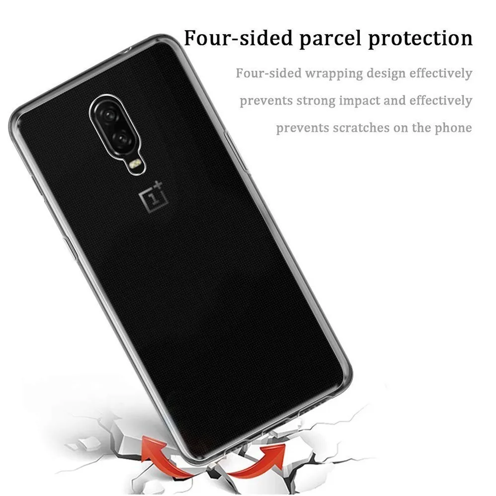 For OnePlus 6T Gennemsigtig Silikone TPU Back Cover Sag 0,3 MM 2.5 D 9H Klart Hærdet Glas Skærm Protektor til oneplus 6t Film