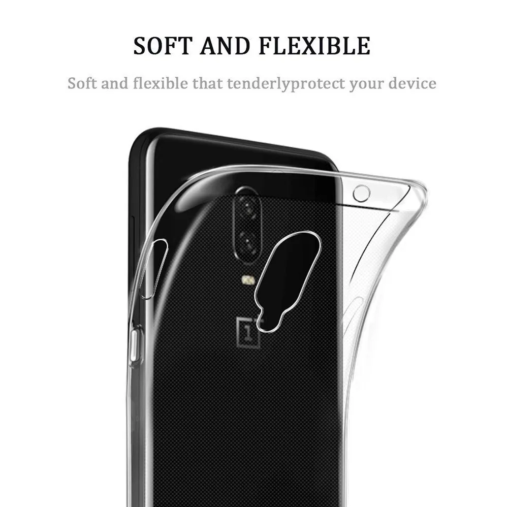 For OnePlus 6T Gennemsigtig Silikone TPU Back Cover Sag 0,3 MM 2.5 D 9H Klart Hærdet Glas Skærm Protektor til oneplus 6t Film