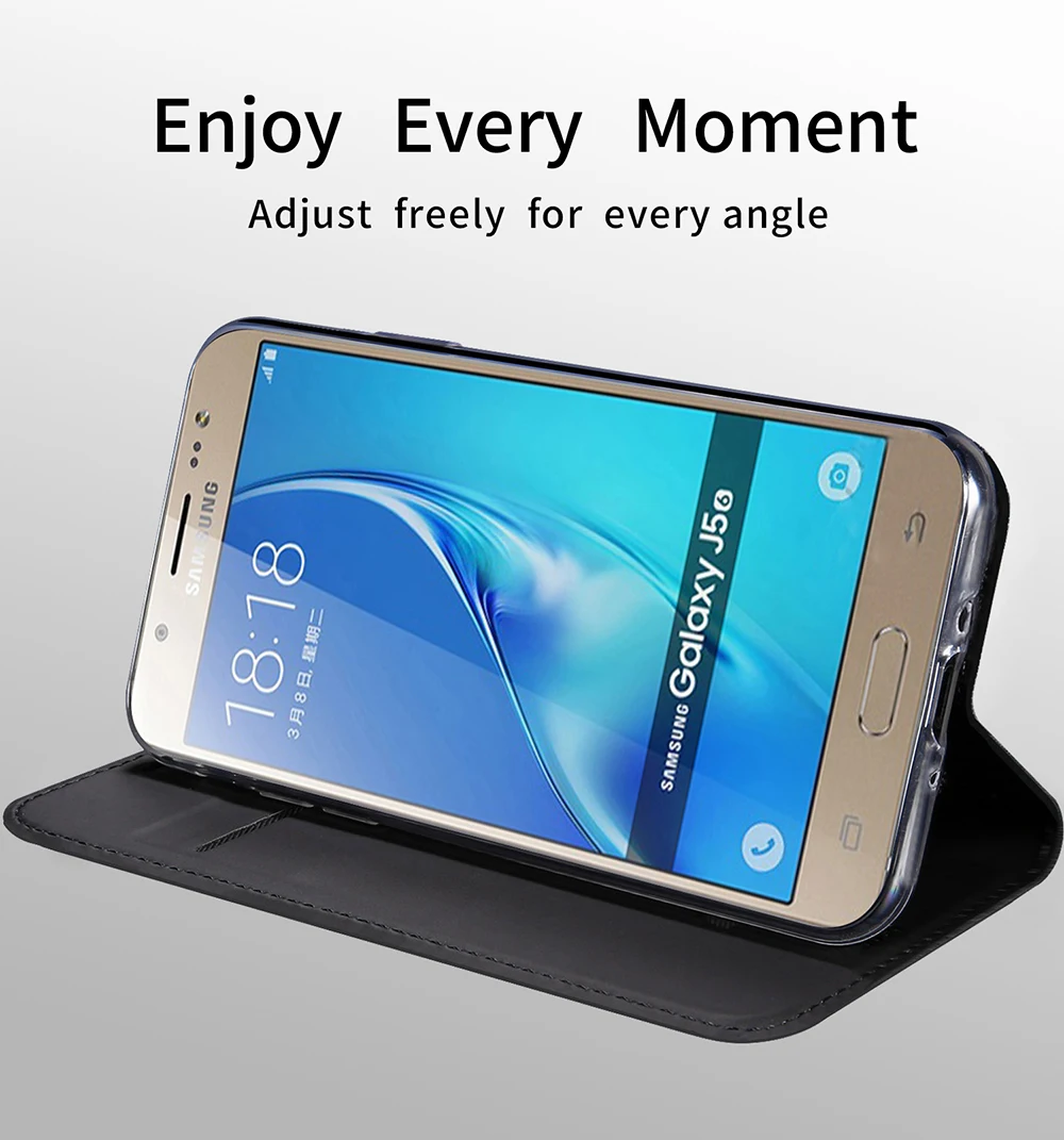 For Samsung Galaxy J3 2016 Wallet Læder Taske Magnetisk Bog Kort Støtteben Beskyttende Samsung Galaxy J5 2016 Dække