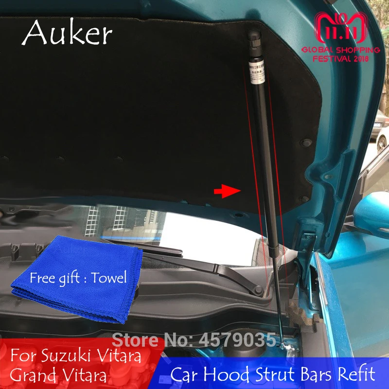 For Suzuki Vitara 2016-2019 Bil Foran Hood Motor Dæksel Støtte Hydrauliske stang Lift Strut Foråret Stød Barer Beslag