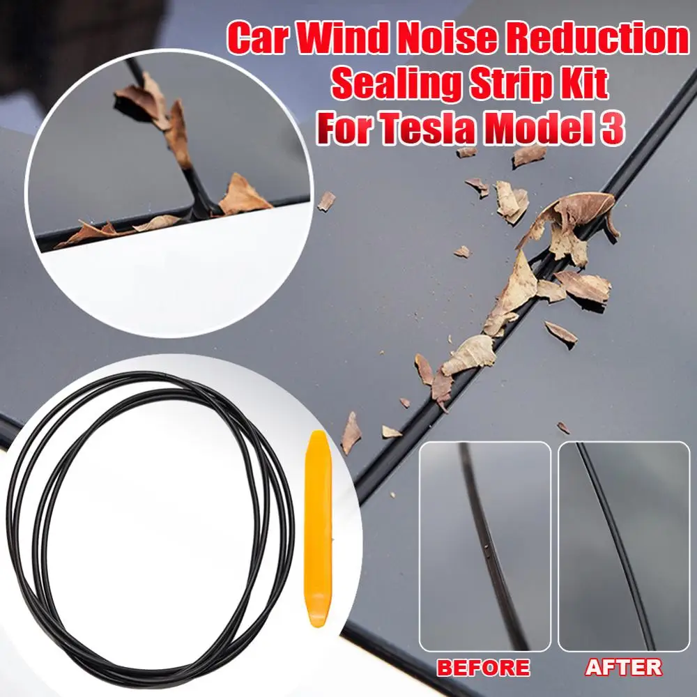 For Tesla Model 3 Soltag Gummi Tætning Strip Reduktion af vindstøj Kit Anti-Støv Skylight Forsegling Strip Sænke Silikone Tætning Kit