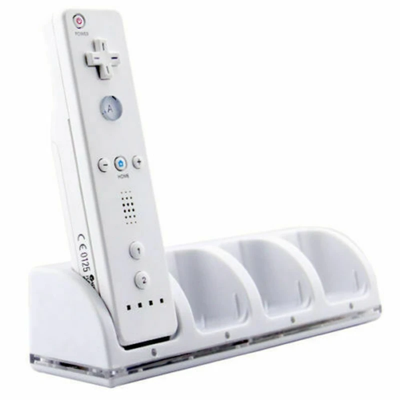 For Wii Remote Controller 4STK Genopladelige Batterier & Oplader Dock-Station