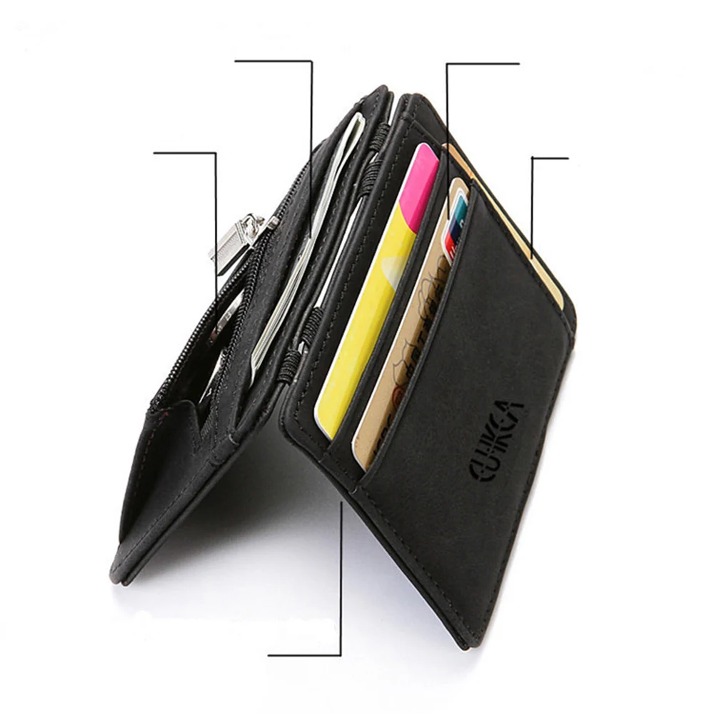 Fornemme Opgradere Ultra Tynd Mini Wallet Mænd Kvinder i Business PU Læder Magic Tegnebøger Små Kreditkort Tegnebøger Mønt Pung