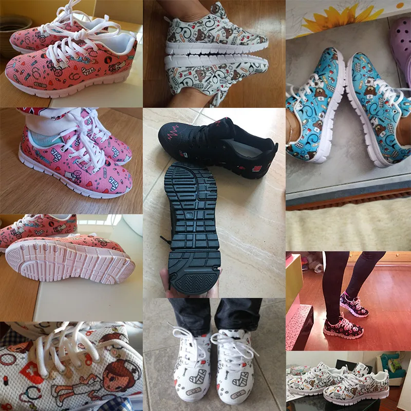 FORUDESIGNS Sygeplejerske Hjerte Print Lejligheder Sko Kvinder Mode Sygepleje Sko Behagelig Mesh Sneakers Efteråret Kvinde Let Walking Sko
