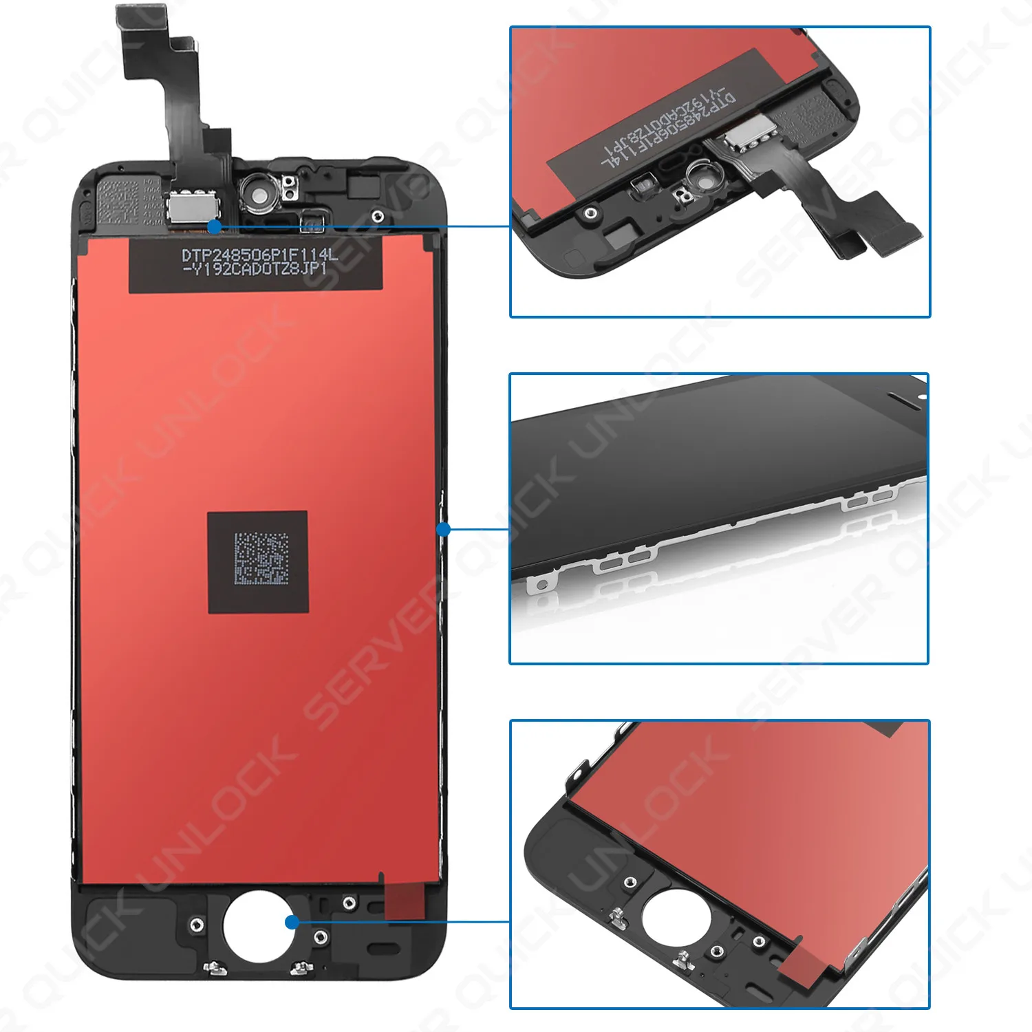 Fuld skærm til iPhone SE Sort touch digitizer + LCD + sort ramme + hærdet glas AAA kvalitet + 24 timer forsendelse