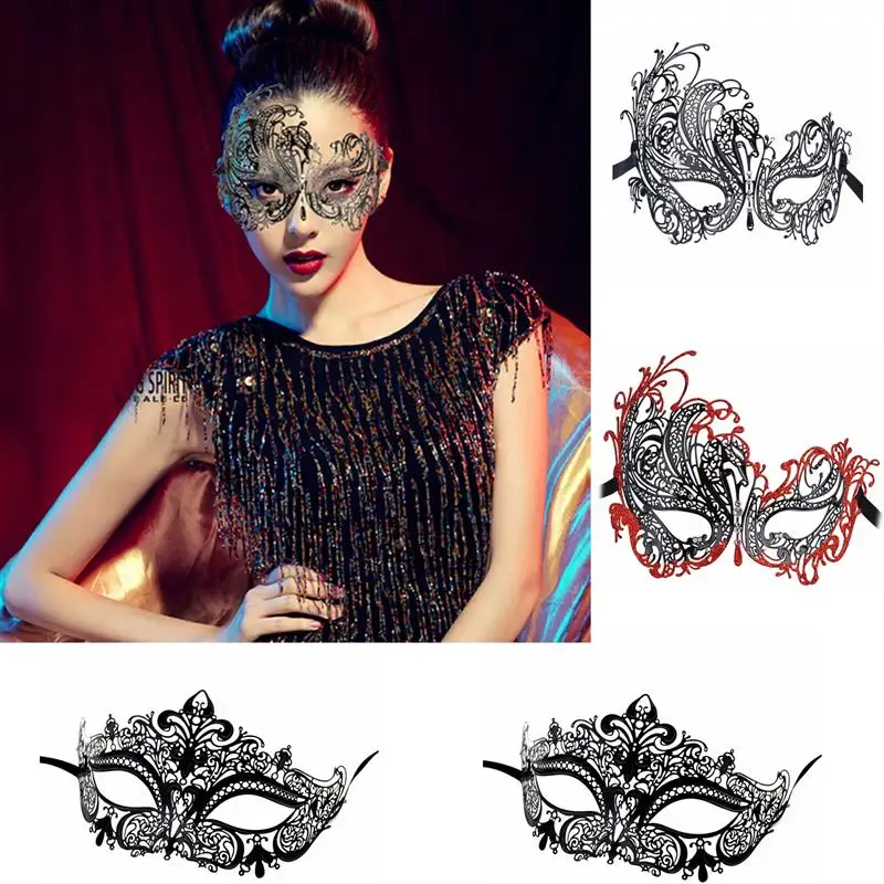 FunPa Kvinders Laser Cut ansigtsmaske Damer Charmerende Hule Metal Halv Maske Luksus Venetianske Temmelig Maskerade Maske
