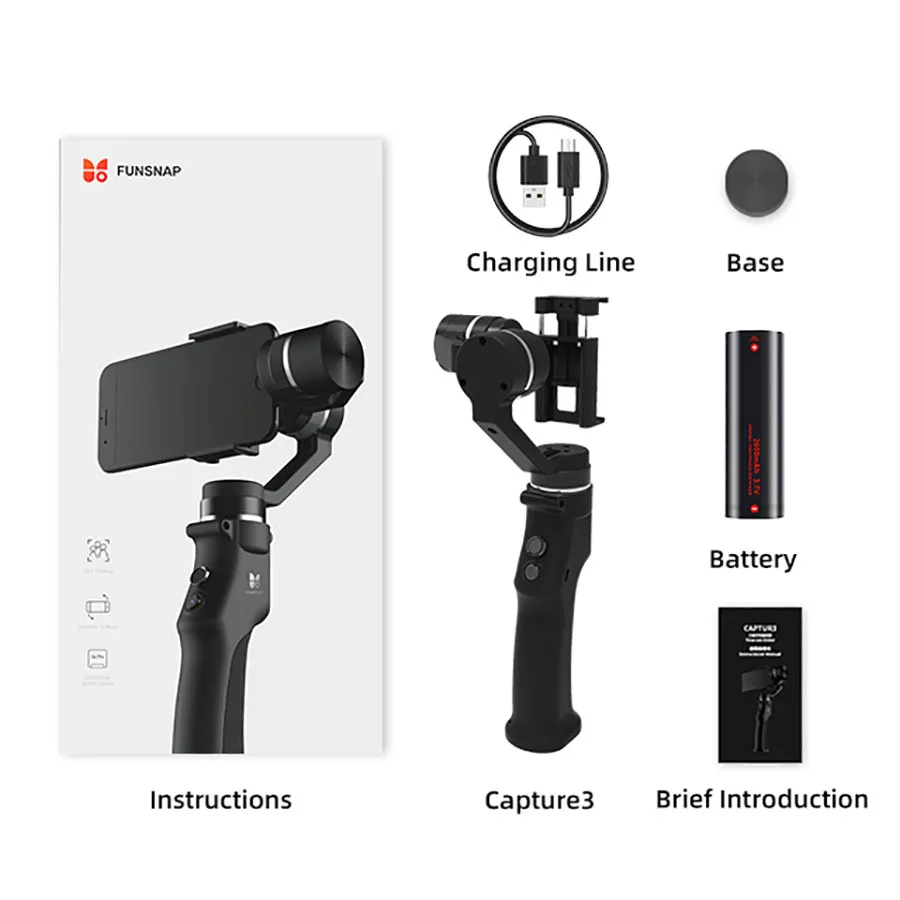 Funsnap Fange 3 Akse Håndholdte Gimbal Stabilisator Gimbal Smartphone Til Gopro Sjcam Xiaomi 4k-Action-Kamera Kardanled Stabilisator
