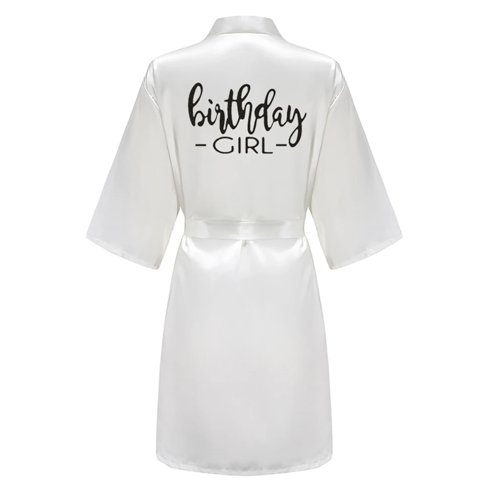 Fødselsdag Pige & Omgangskreds Klæder Satin Pyjamas slåbrok Sort Hvid at Skrive Brev Kimono S-4XL