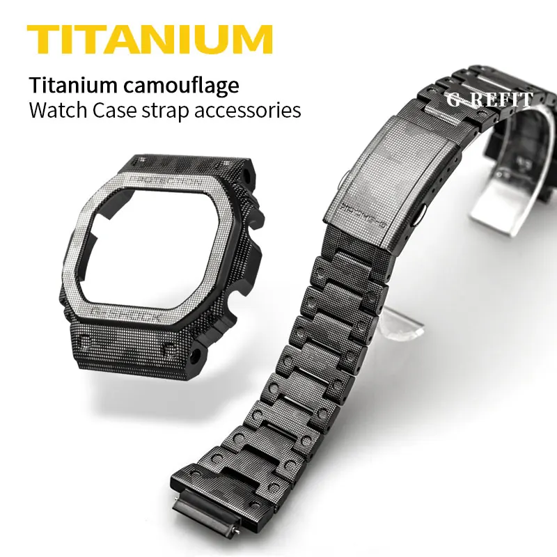 G-Sæt GW5000 DW5600 GW5600E DW5035 Titanium legering Watchbands Bezel og Strop Sæt Urrem Bezel/Sag Med Værktøjer sort tilfælde