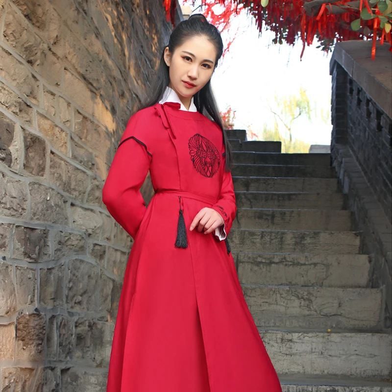 Gamle Kinesiske Kostume Tang-Dynastiet Etniske Lange Ærmer Hanfu Folkedans Robe Traditionel Kinesisk Stage Performance Tøj