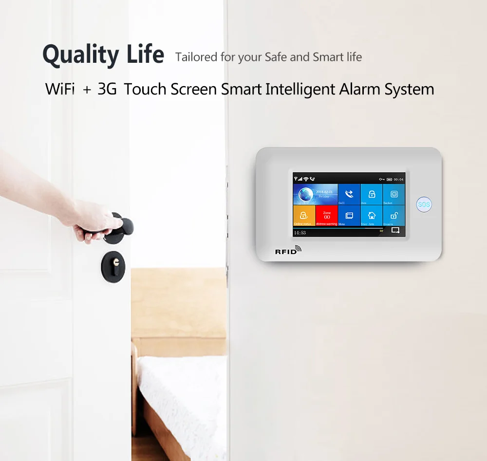 GauTone PG106 WiFi + 3G-GSM Alarm System Wireless Home Security System kit Støtte APP til Fjernbetjening Med RFID bevægelsessensorer