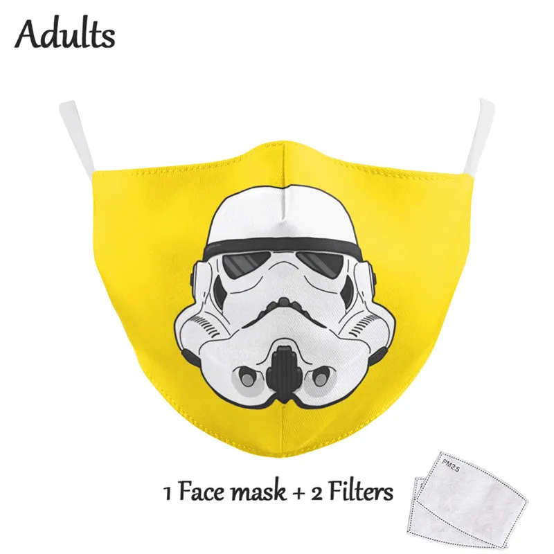 Genanvendelige Voksne Bomuld Masker PM2.5 Masker Plads Kriger Print Voksne Maske Bomuld Vindtæt Munden-dæmpe Vaskbar Munden Maske