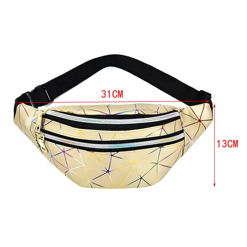 Geometriske Laser Kvinder Talje Bag PU Læder bæltetaske Kvindelige Bælte Tasker Vandtæt Skulder Crossbody Brystet Bag Banana Hip Pung