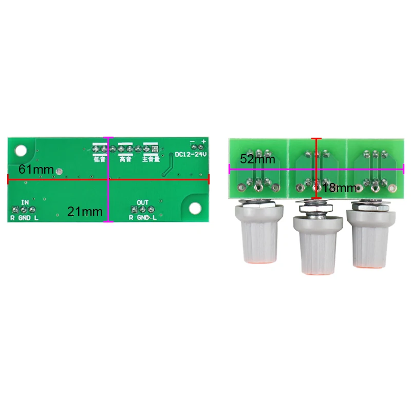GHXAMP PT2313/TM2313 Digital Kontrol Forstærker Tonen yrelsen Mini-hifi-Forstærker Bas Diskant Panel DC12V 61*26mm