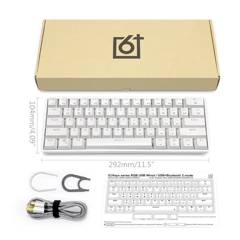 GK61 Hot Swappable Bærbare Mekanisk Tastatur Med RGB-Baggrundsbelyst Gaming Tastatur Gateron Skifter Kompatibel med Cheery mx Kail