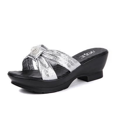 GKTINOO Sommeren kvinders sko i ægte læder tøfler komfortabel højde hæl kvinder sandaler med tykke hæle platform plus size 35-42
