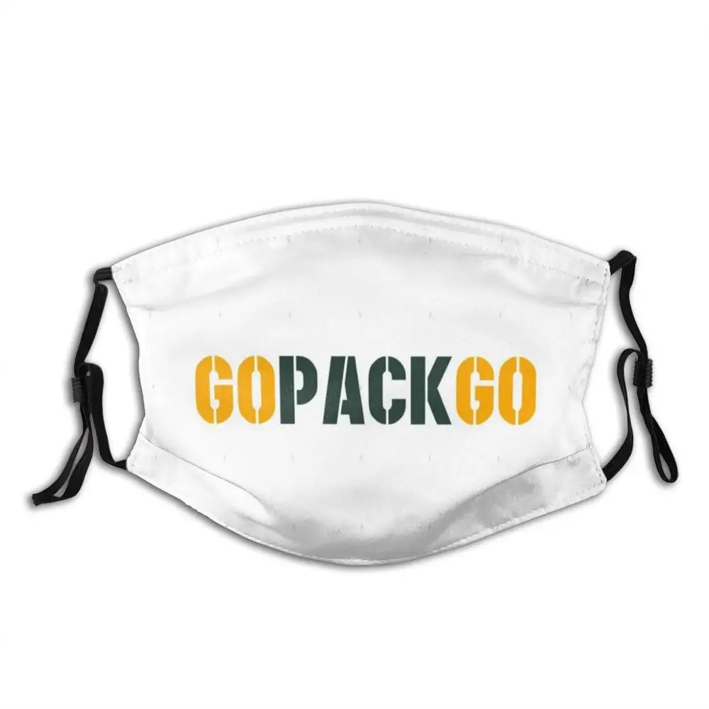 Go Pack Go Sjove Print Genanvendelige Pm2.5 Filter Ansigtsmaske Golang Pack Green Bay Packers Fodbold, Super Bowl Lambeau Field
