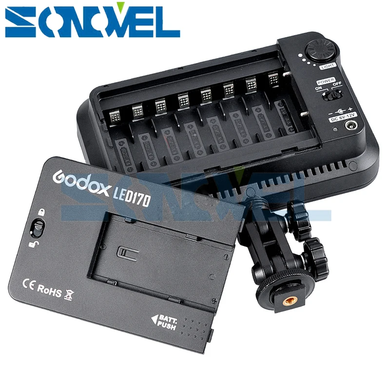 Godox LED170 Video Lampe 170 LED-Lys Belysning 5500-6500K til Canon Nikon Kamera, Videokamera DV