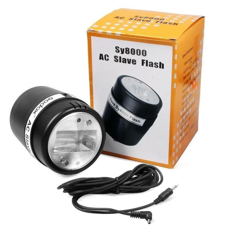 GODOX Sy8000 AC Slave LED-Blitz Lys, Lampen E27 5600K 72WS 72W Foto Studio Strobe med Sync Kabel