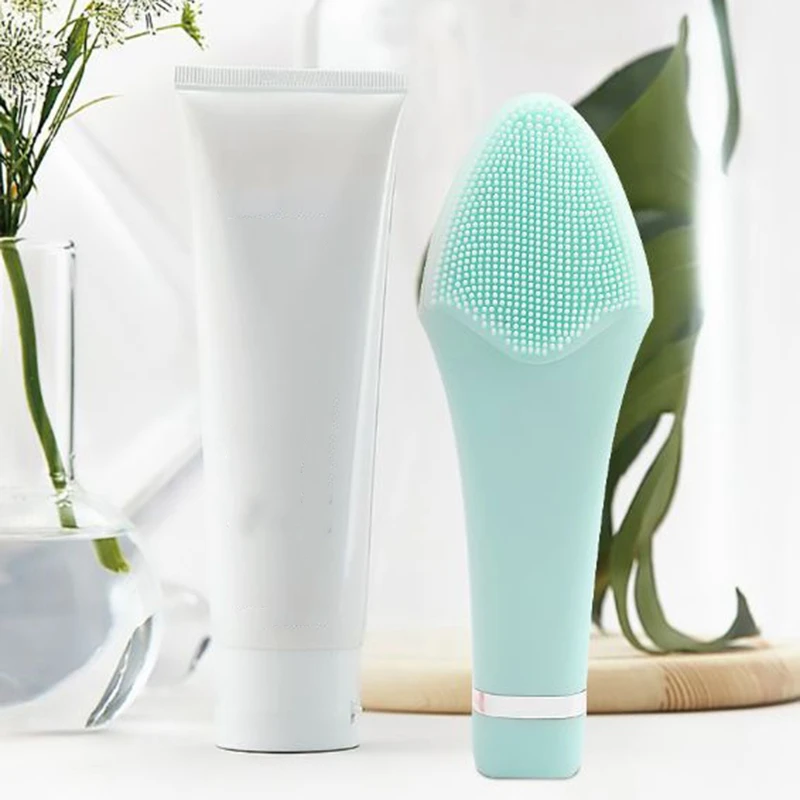 Grøn Facial Cleansing Børste Sonic Vibrations-Ansigt Renere Silikone Deep Pore Rengøring Electric Vandtæt Massage Blød