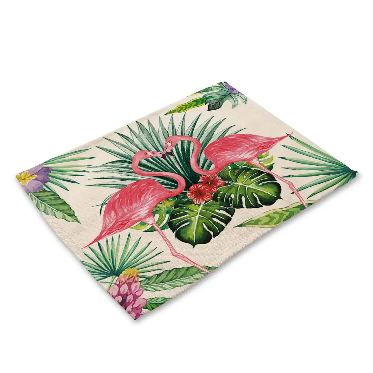 Grøn Plante, Blomst Flamingo Fugl Tabel Coastere Tropic Stil Banana Leaf Design Mat Klud Dækkeservietter Sæt Tabel Isolering Pad Cup