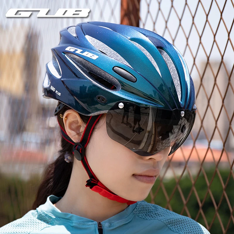 GUB K80 Cykling Hjelm med Visir Magnetiske Beskyttelsesbriller Helstøbt-formstøbt 58-62cm for Mænd MTB Road cykel Cykel Hjelm