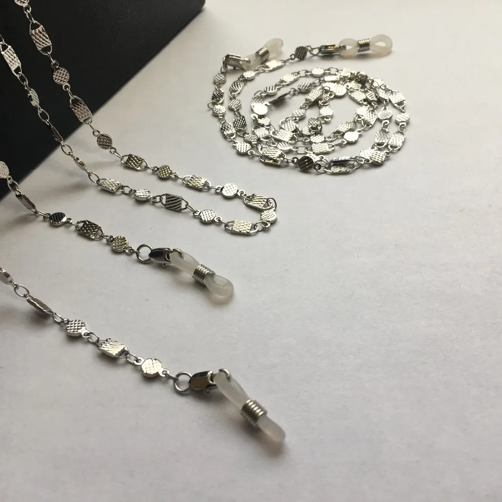 Guld/sølv electro forgyldt brille holder brillerne metal messing kobber kæde forestilling holder ledningen snor holdbart silikone ende