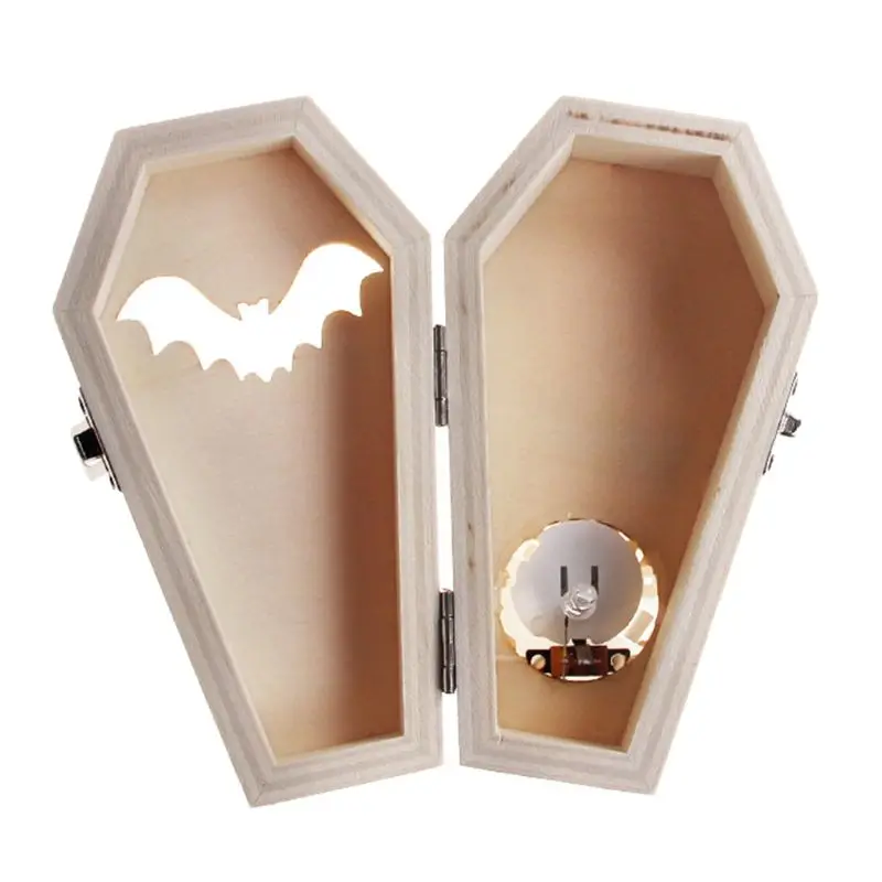 Halloween Dekorationer Træ-Kisten Bat lyskasse Ornamenter Hjem Part Forsyninger til Soveværelse, Stue