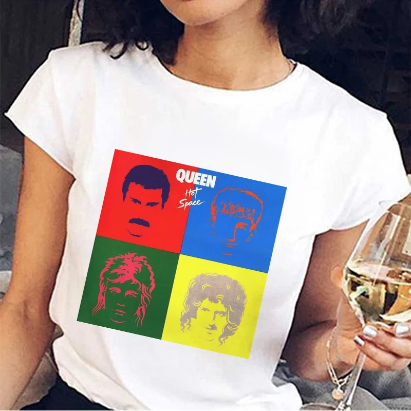 Harajuku-Kvinder ' s T-shirt 2020 Rock Band Queen Trykt Kvindelige Tshirt Sommer Mode T-Shirt med Vintage Æstetiske Toppe Mujer Camisetas