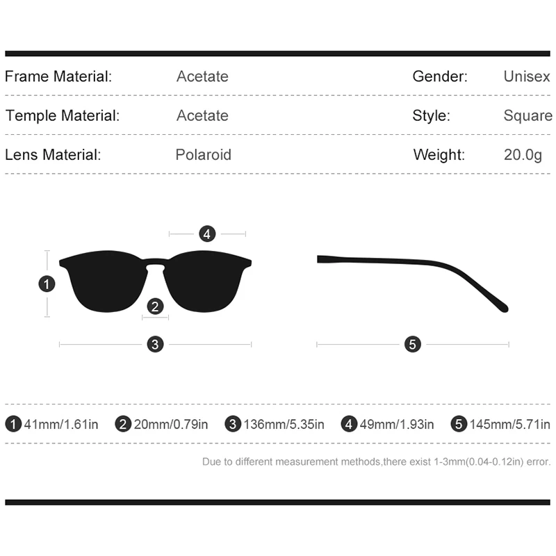 HEPIDEM Acetat Polariserede Solbriller Mænd 2020 Nye Mode, Luksus Brand Designer Retro Vintage Square solbriller til Kvinder 9128