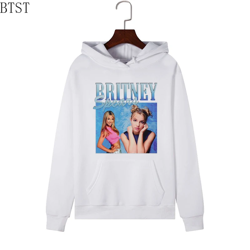 Hip Hop Overdimensionerede Kawaii Dame Løs Streetwear Sweatshirts Og Hættetrøjer Britney Spears Smukke Foto, Print Harajuku Pels