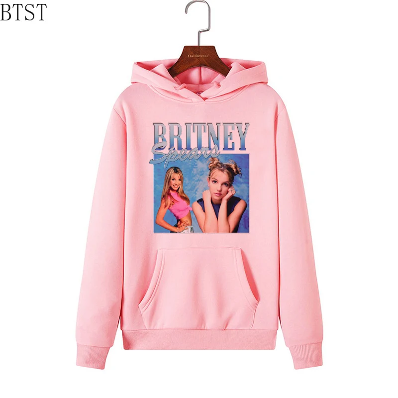 Hip Hop Overdimensionerede Kawaii Dame Løs Streetwear Sweatshirts Og Hættetrøjer Britney Spears Smukke Foto, Print Harajuku Pels