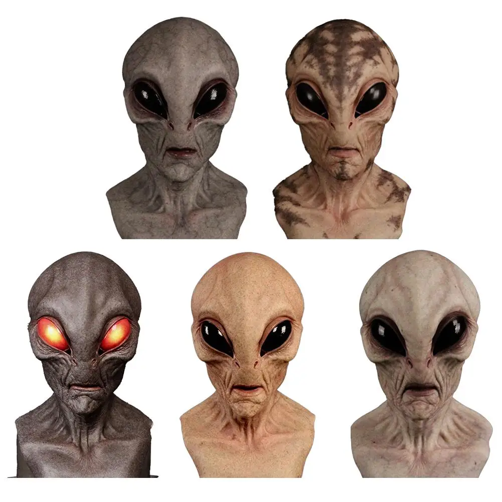 Horror Fremmede Maske Cosplay Skræmmende Full Face UFO Fremmede Latex Masker Hjelm Halloween Maskerade Fest Kostume, Rekvisitter