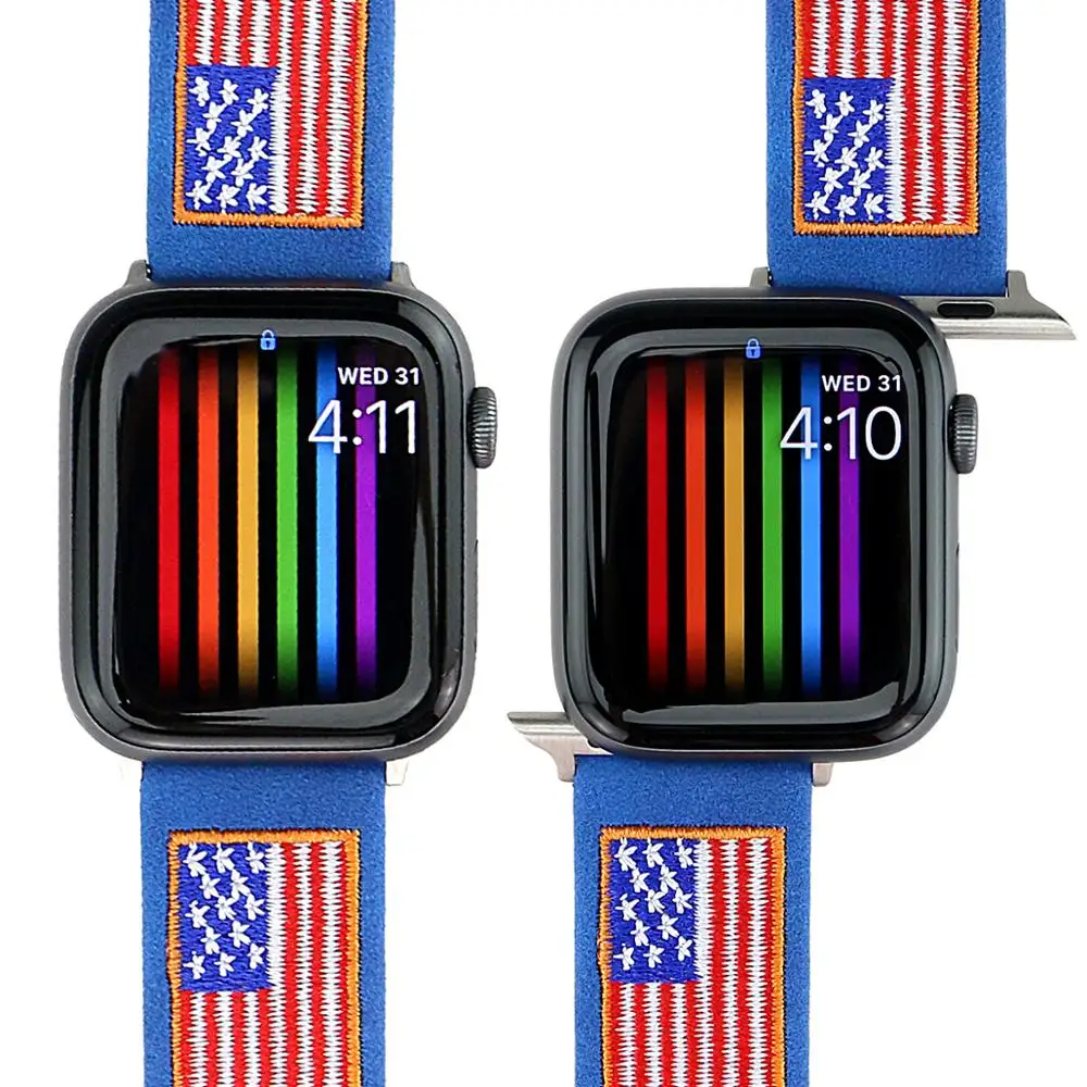 Hot Sell USA Flag Læder Urrem til Apple Ur Band-Serien 5/4/3/2/1 Sport Armbånd 42/44mm 38/40mm Strop Til iWatch Band